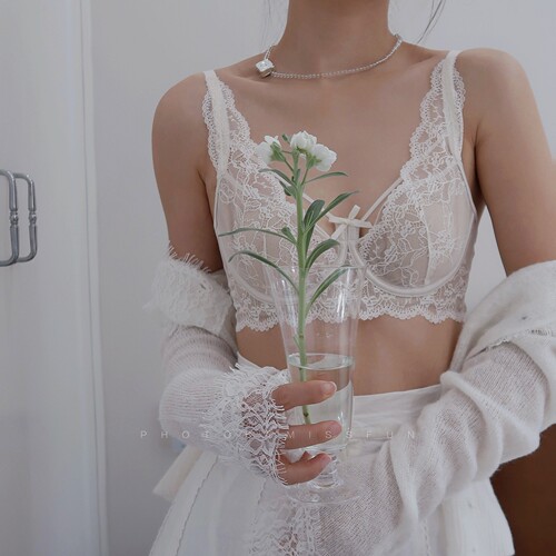 法式蕾丝软钢圈收副乳显小文胸