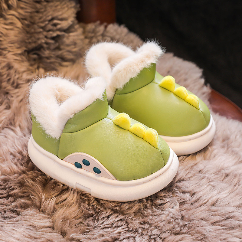 儿童包跟保暖室内居家女孩棉鞋幸福玛丽踩屎感男童棉拖鞋防水冬季