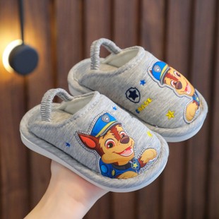 汪汪队儿童秋冬季拖鞋宝宝后绑带可爱卡通男童女童家居防臭棉布鞋