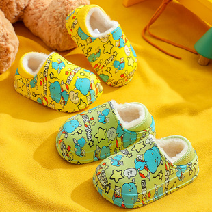居家棉鞋男宝宝毛毛恐龙冬天儿童棉拖鞋男童女童冬季防水包跟小孩