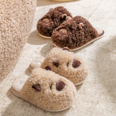 迪盛情侣秋冬季软乎乎毛毛拖鞋女