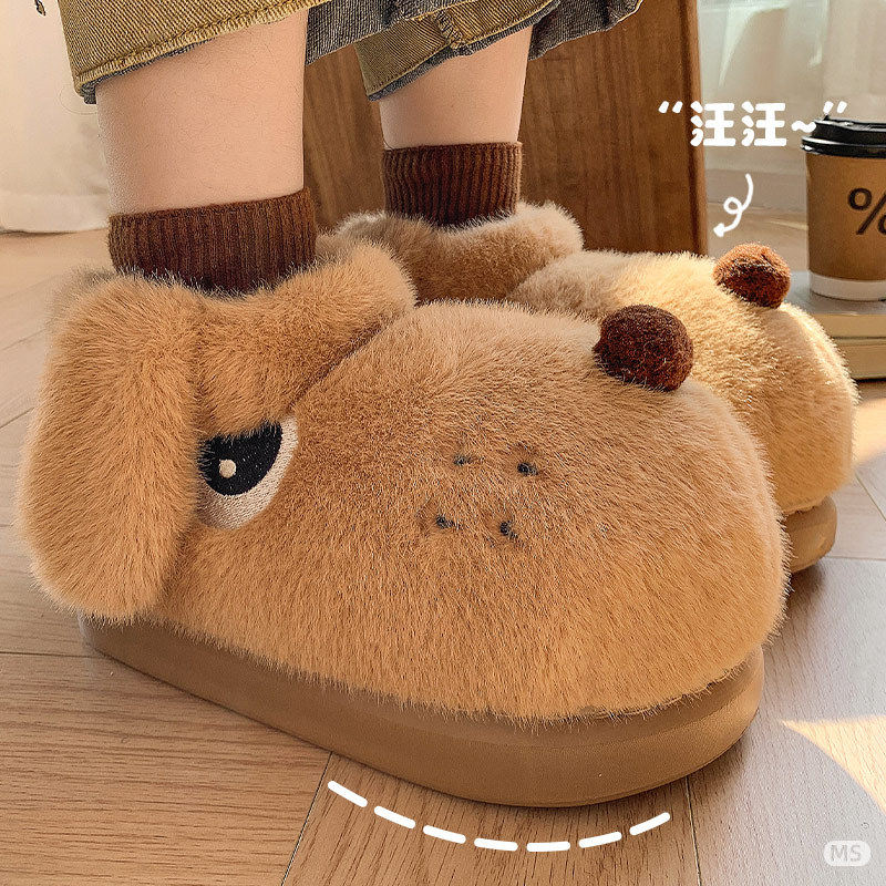 新款卡通小狗棉靴女冬季搞怪加绒保暖情侣鞋加厚宿舍棉拖男款时尚,女鞋,棉鞋,淘宝优惠券,粉丝福利购,淘宝优惠卷