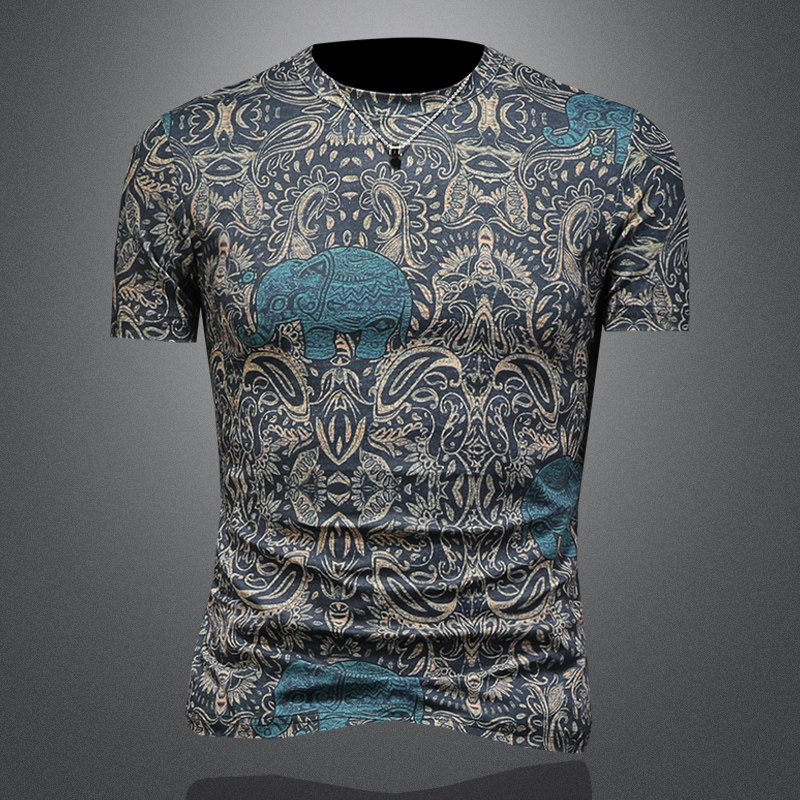 2026花色男士圆领短袖T恤-D252-2975P60镂空图，男装T恤，电商D252