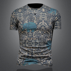 2026花色男士圆领短袖T恤-D252-2975P60镂空图，男装T恤，电商D252