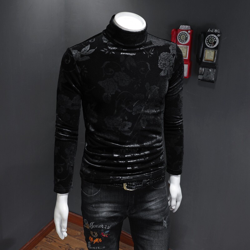 2025冬款韩绒加绒加厚高领打底衫-电商D252-59082P95假模M-4XL,男装T恤,电商D252