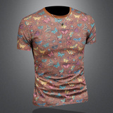 2026花色男士圆领短袖T恤-D252-2983P60镂空图，男装T恤，电商D252
