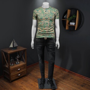 2026花色男士圆领短袖T恤-D252-2973P60假模图片