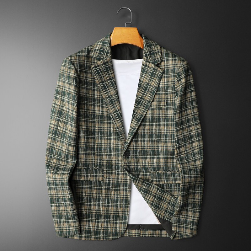 2026四季款男士时尚修身格子西装外套电商D2521102P170平铺，男装西服套装，电商D252