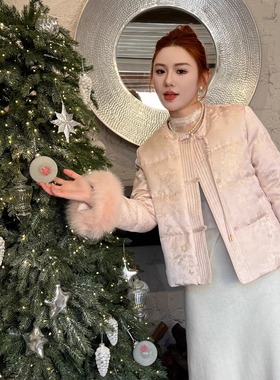 新中式圆领复古流苏清贵感国风羽绒服女冬季狐狸毛外套九索25856