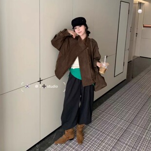 2025秋季工装风美拉德慵懒风休闲外套女宽松氛围感配包包炸街上衣