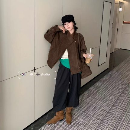 2025秋季工装风美拉德慵懒风休闲外套女宽松氛围感配包包炸街上衣