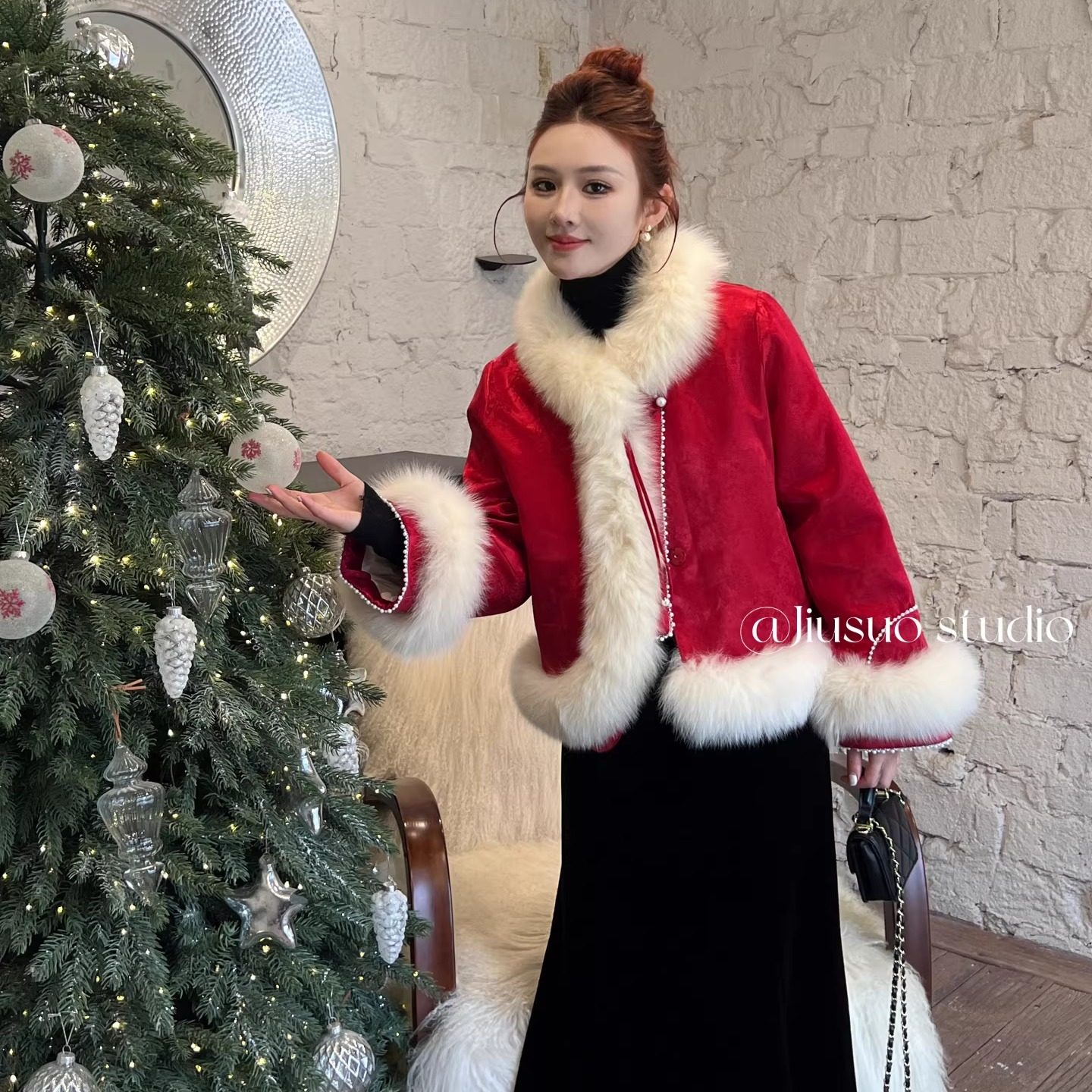 新中式国风冬季提花短款狐狸毛红色外套女气质流苏90白鸭绒羽绒服,女装/女士精品,羽绒服,淘宝优惠券,粉丝福利购,淘宝优惠卷