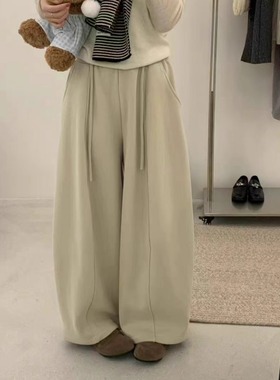 DA JIN.ROOM韩版松紧腰加绒休闲卫裤女慵懒风松弛感气球裤子96070