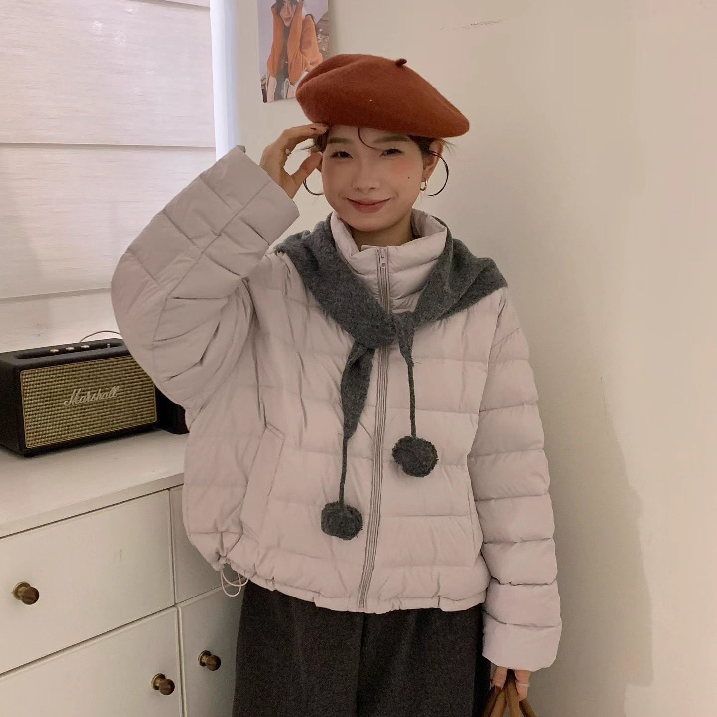 泡芙云感立领排骨羽绒服女