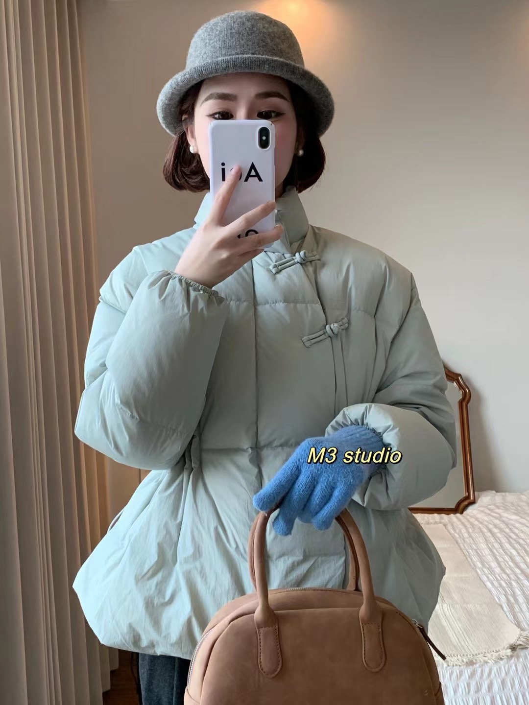 新中式海棠结盘扣羽绒服女