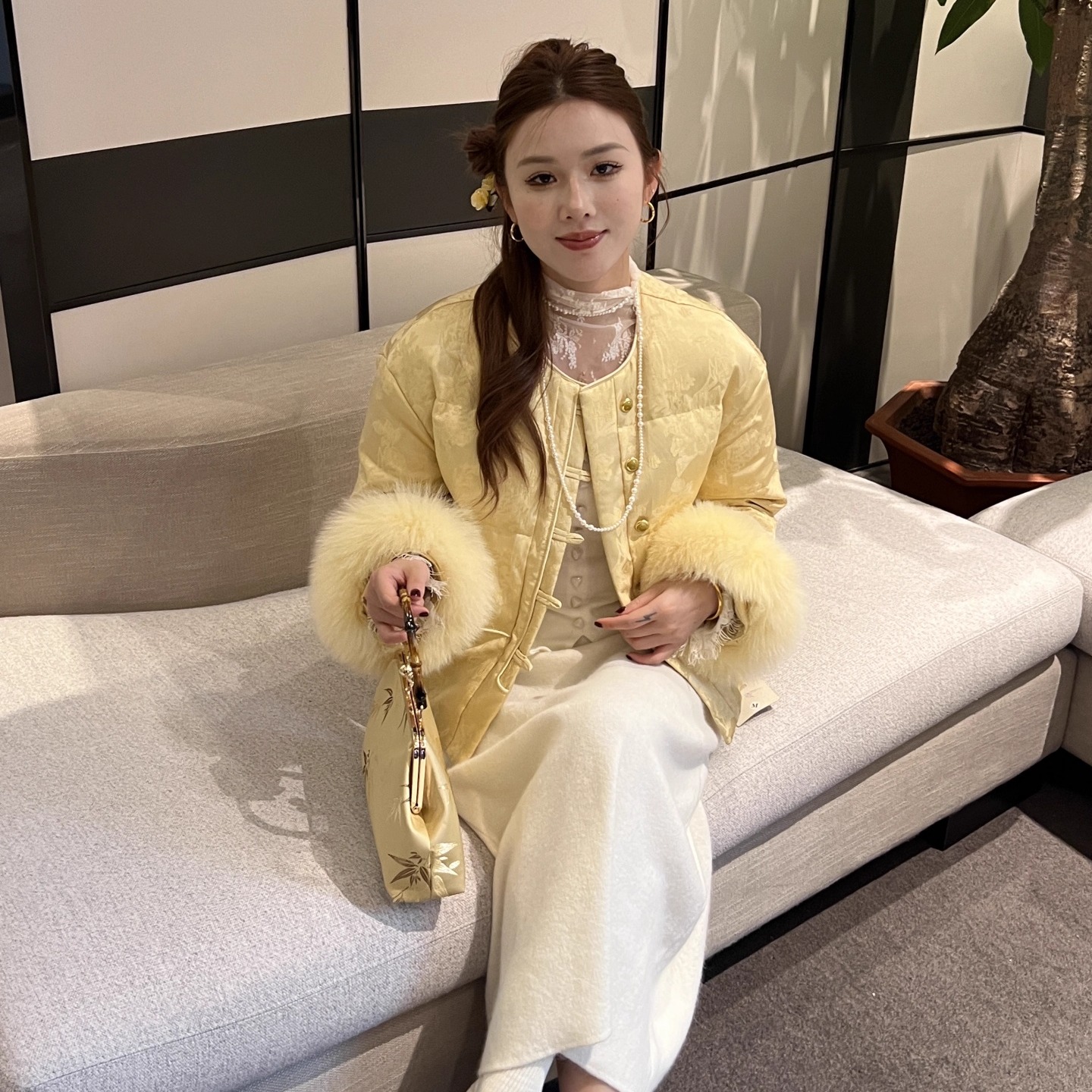 新中式小个子提花国风羽绒服女