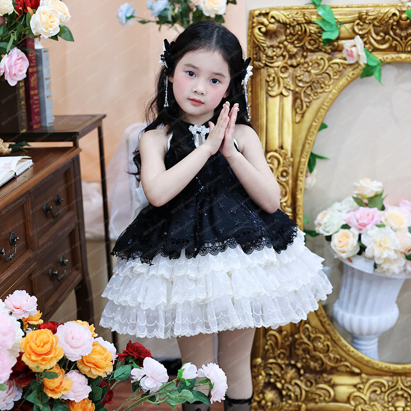 女童洋气无袖名媛风公主裙小女孩洛丽塔气质高端连衣裙生日礼服裙