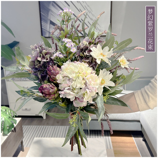 欧城新款轻奢高档彷真花束客厅假花摆件电视柜餐桌玄关干 干燥花