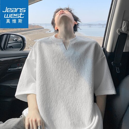 真维斯夏季冰丝薄款纯色半袖潮牌