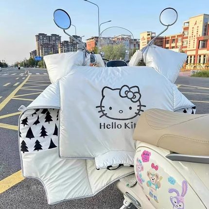 hellokitty电动车挡风被冬款防寒防雨罩冬季防风防水电瓶车2025新