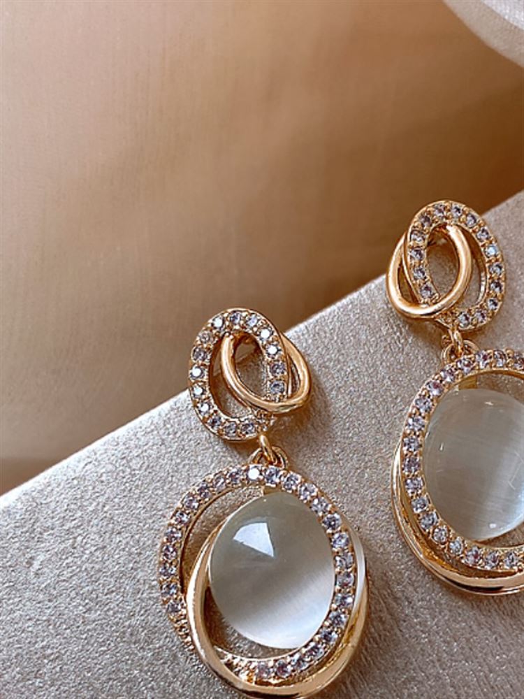 奥特莱斯品牌折扣店撤柜清仓捡漏立体猫眼石耳环outlets女配饰two