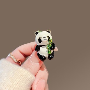奧特萊斯品牌撤柜清倉折扣撿漏中國風胸花福寶熊貓胸針百搭配飾女