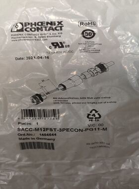 菲尼克斯电源连接器 SACC-M12FST-3PECON