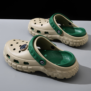 外穿开车包头男士 2025夏季 潮流防滑耐磨踩屎感沙滩凉拖 男款 洞洞鞋