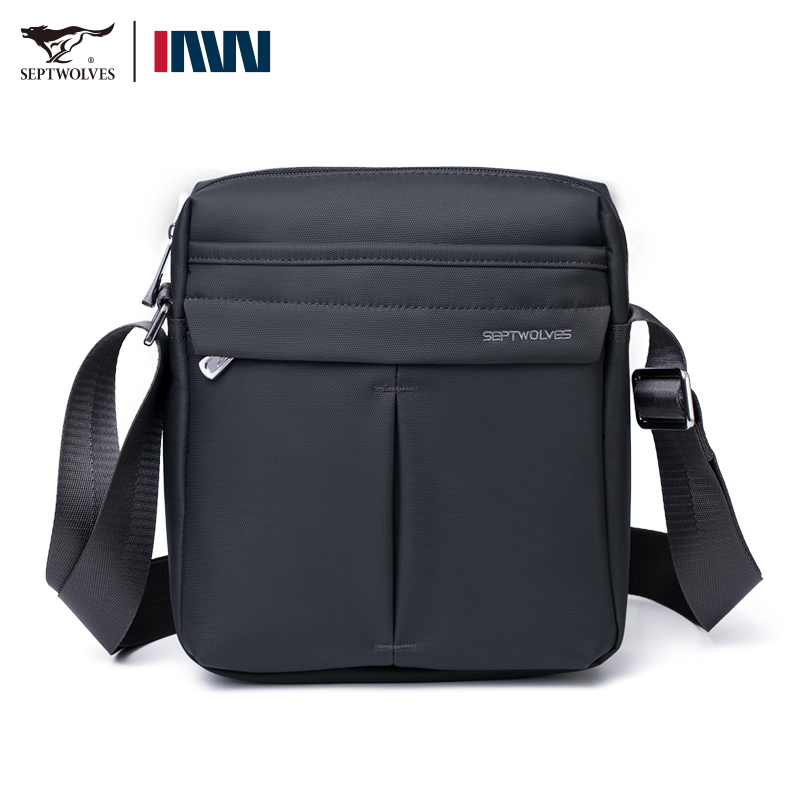 七匹狼布包单肩斜挎包男包休闲旅行背包啡色多功能防水男士包包