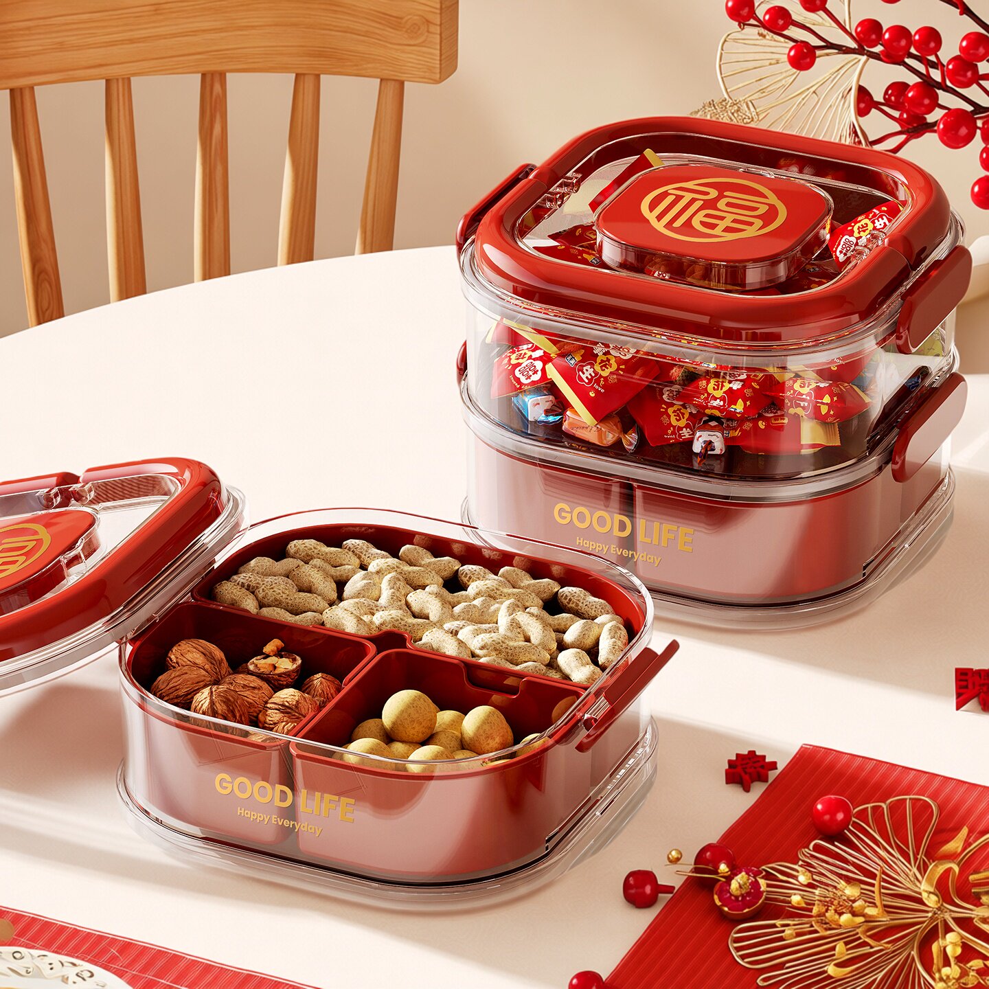 新年果盘2026新款高端精致高颜值客厅茶几家用水果零食干果收纳盒