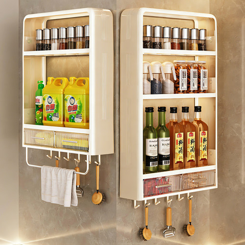 厨房置物架免打孔家用壁挂式调料