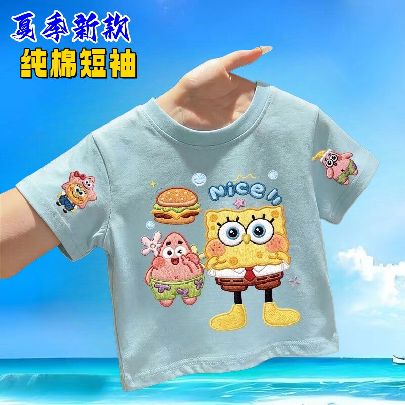 夏季儿童海绵宝宝短袖T恤百搭