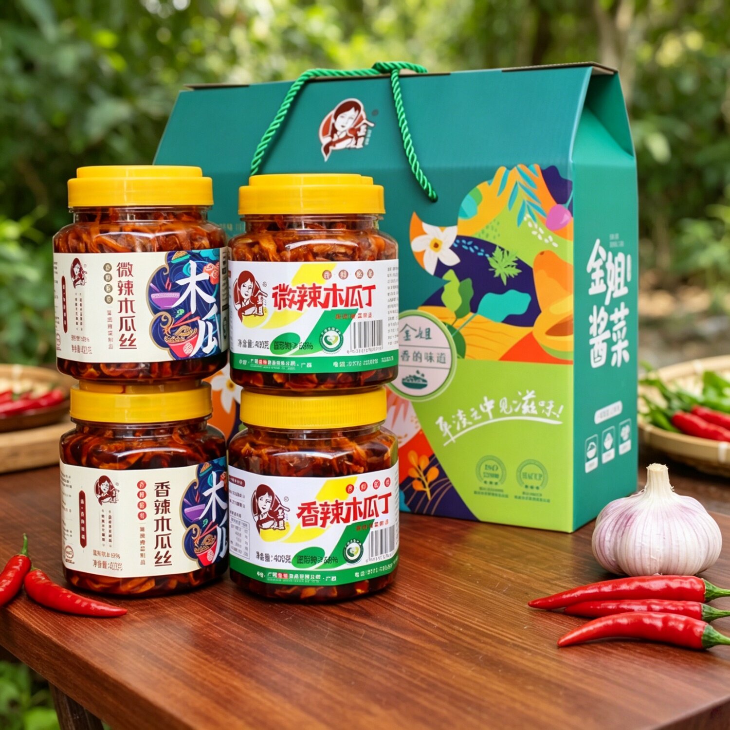 横州金姐酱菜礼盒木瓜丁木瓜丝下饭菜彩椒大头菜芋苗即食广西特产