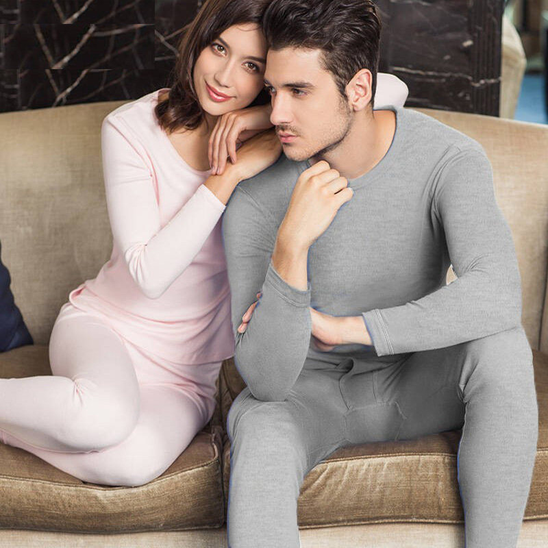 三枪保暖内衣男纯棉圆领长袖加厚型套装全棉棉毛衫裤女士秋衣秋裤