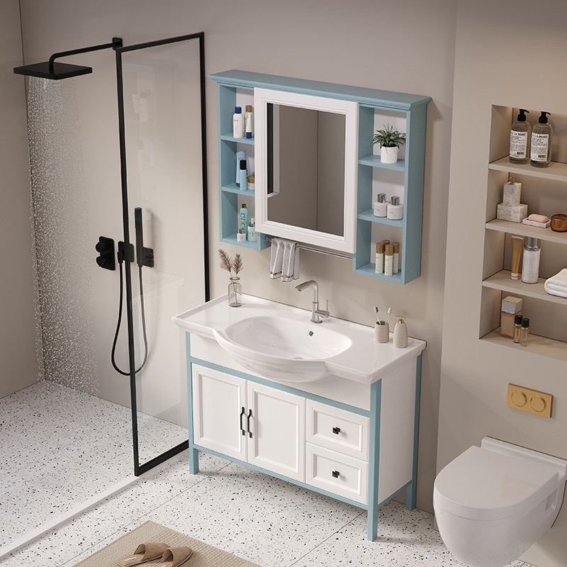 浴室柜组合落地柜卫生间防水洗脸盆一体陶瓷盆洗手盆洗漱台碳纤维,家装主材,浴室柜组合,淘宝优惠券,粉丝福利购,淘宝优惠卷