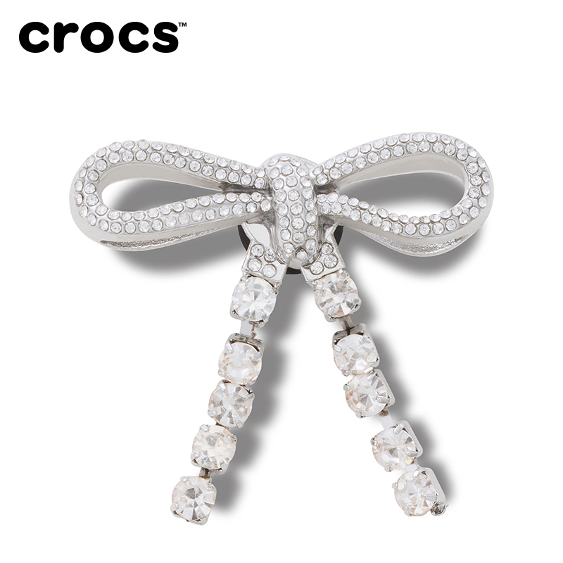 Crocs卡骆驰配饰智必星洞洞鞋鞋花 质感银色宝石蝴蝶结