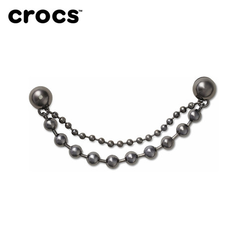 Crocs卡骆驰智必星配件洞洞鞋花 黑色宝石双链