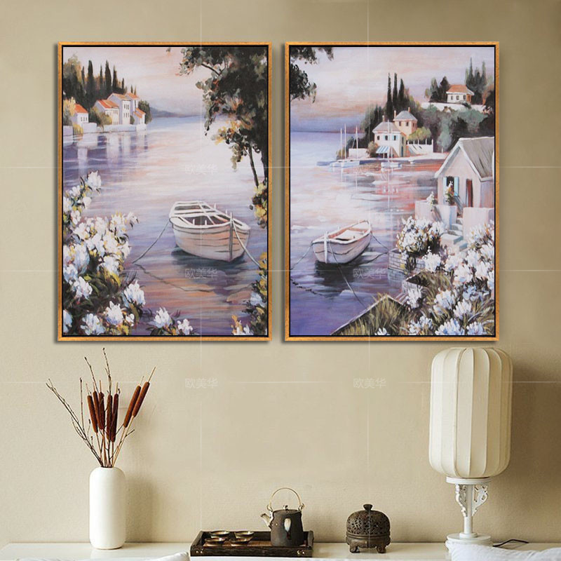 组合餐厅玄关地中海风手绘油画