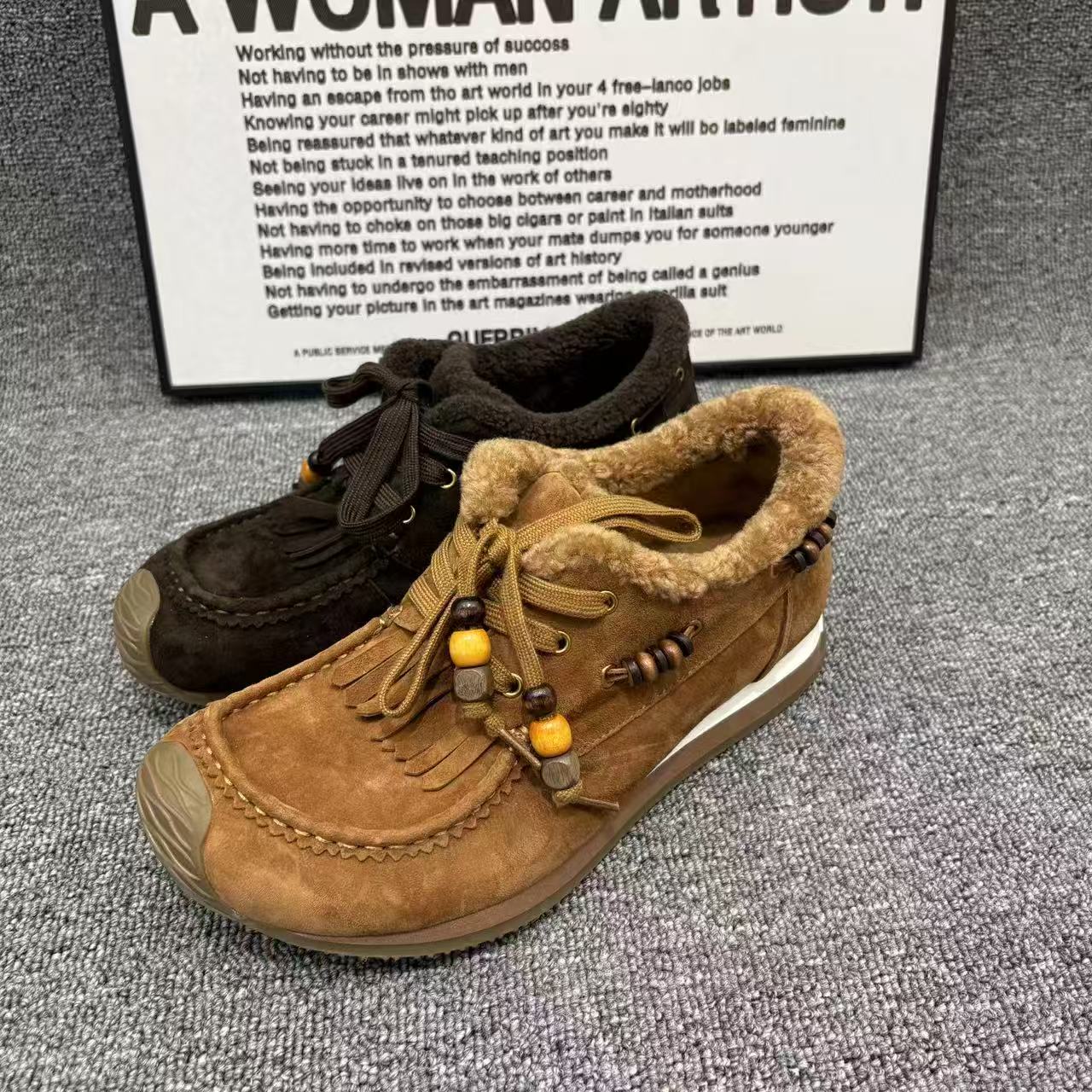 欧洲站女鞋2025冬季新款欧货真皮圆头厚底时尚百搭加绒休闲鞋单鞋