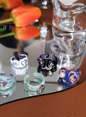 复古珐琅个性不规则小众特色戒指