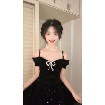 甜美公主礼服蝴蝶结亮点镶钻抹胸连衣裙夏季新款显瘦蓬蓬短裙子女