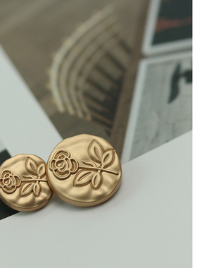 Manual◆ 玫瑰花金属纽扣小香名媛风毛衣粗花呢外套皮草大衣扣子