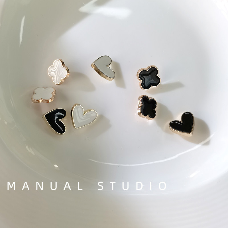 Manual◆四叶草衬衫纽扣金属心形开衫毛衣连衣裙扣子女装饰扣袖扣