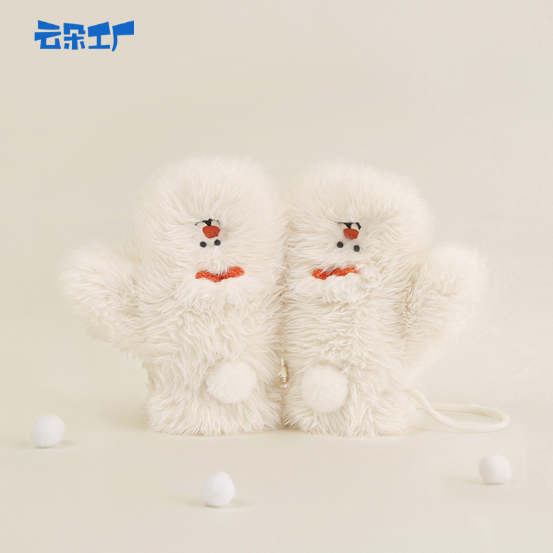 云朵工厂小雪人毛绒手套