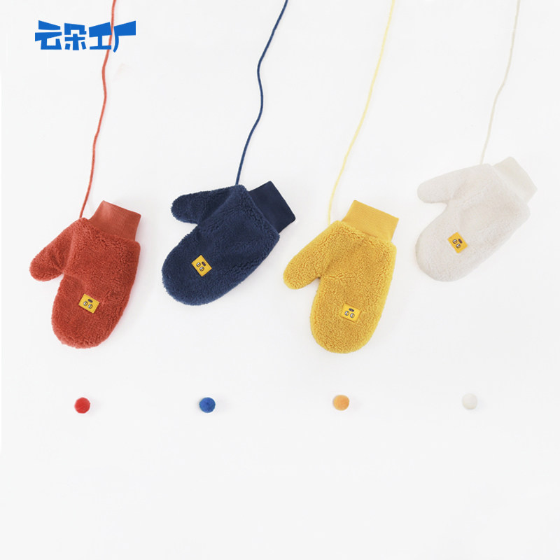 云朵工厂 小黄脸毛绒手套女秋冬季户外保暖可爱挂脖连指全指手套,服饰配件/皮带/帽子/围巾,手套,淘宝优惠券,粉丝福利购,淘宝优惠卷