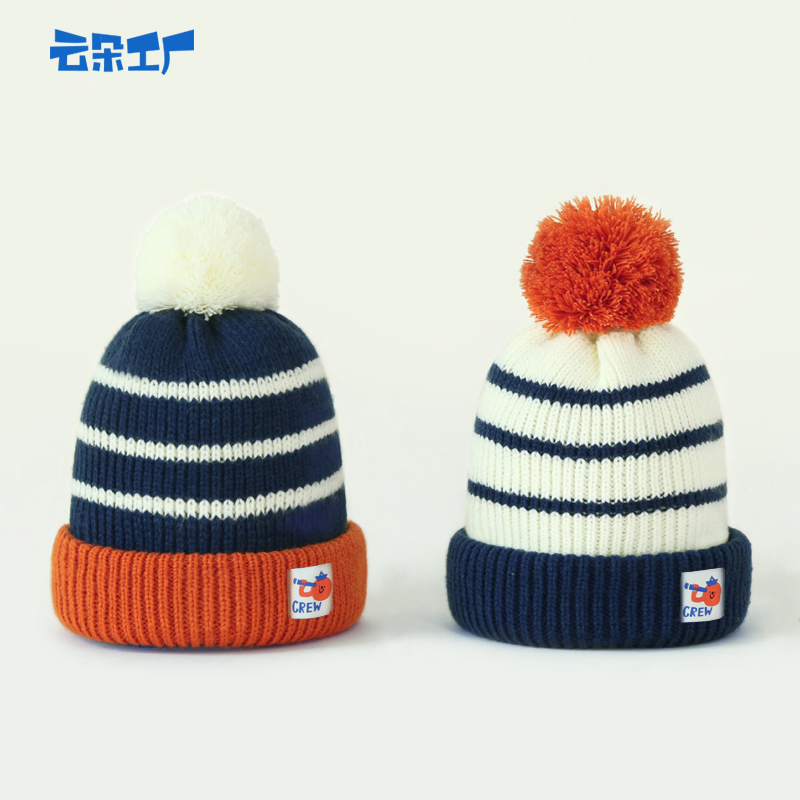 云朵工厂八头拼色学院风针织帽