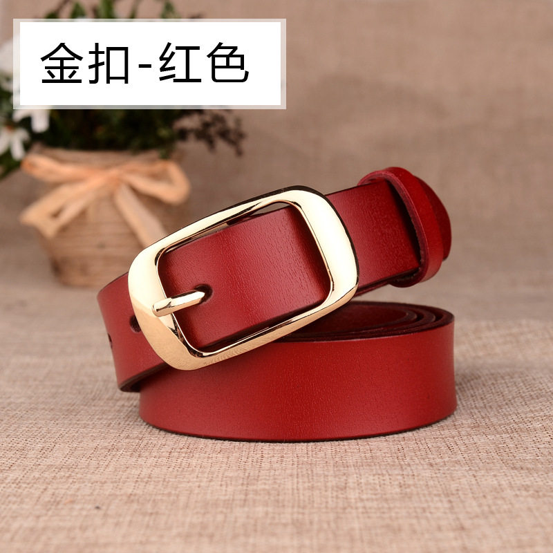 本命年红色转运带女士皮带真皮牛皮女款真皮休闲腰带装饰时尚百搭