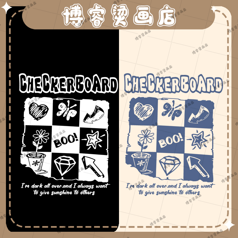 白墨烫画贴 简约印花辅料装饰贴T恤卫衣新款图案热转印烫图