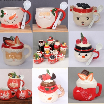 新品圣诞卡老公雪人蛋糕杯子