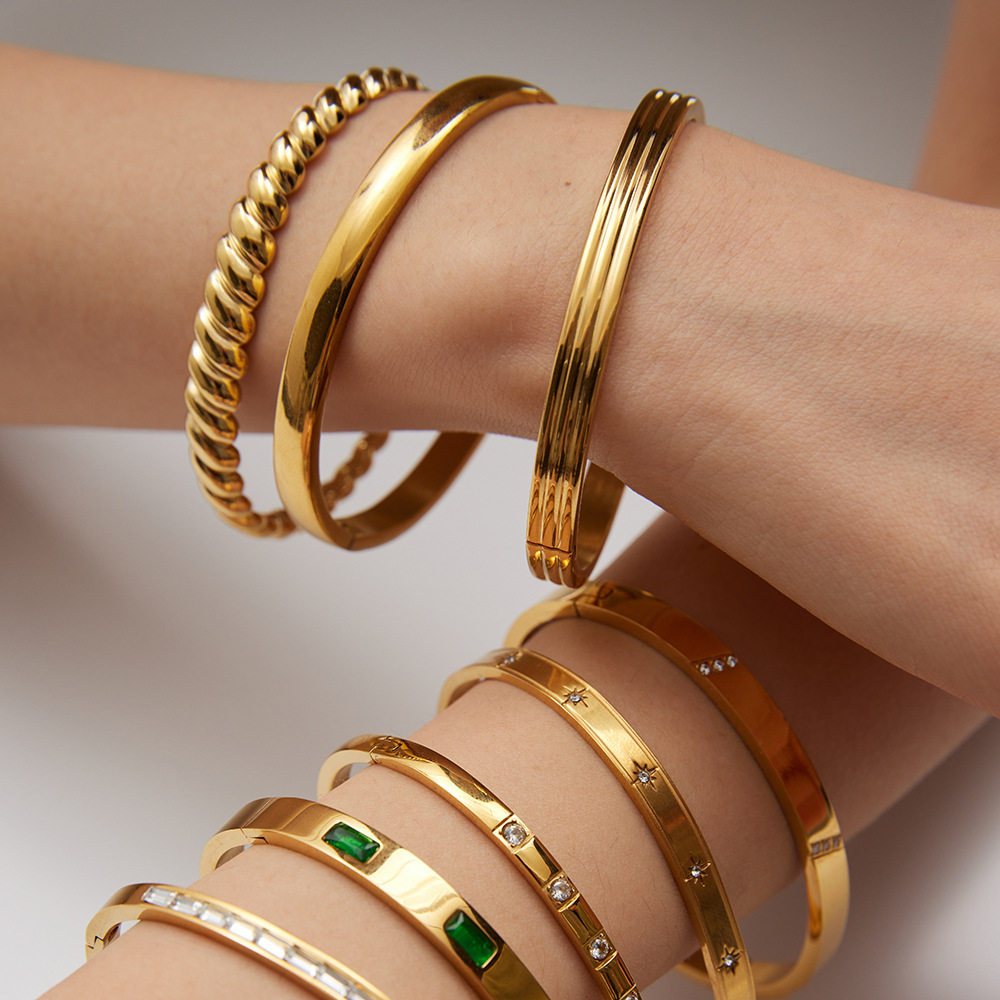 INS EUROPEAN AND AMERICAN STYLE TITANIUM STEEL LIVE MOUTH PLATED 18K GOLD BRACELET DOES NOT FADE BRACELET WOMENS HIGH-END SENSE LIGHT LUXURY ZIRCON HAND JEWELRY